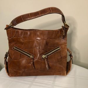 Light Brown Croc Shoulder Bag
